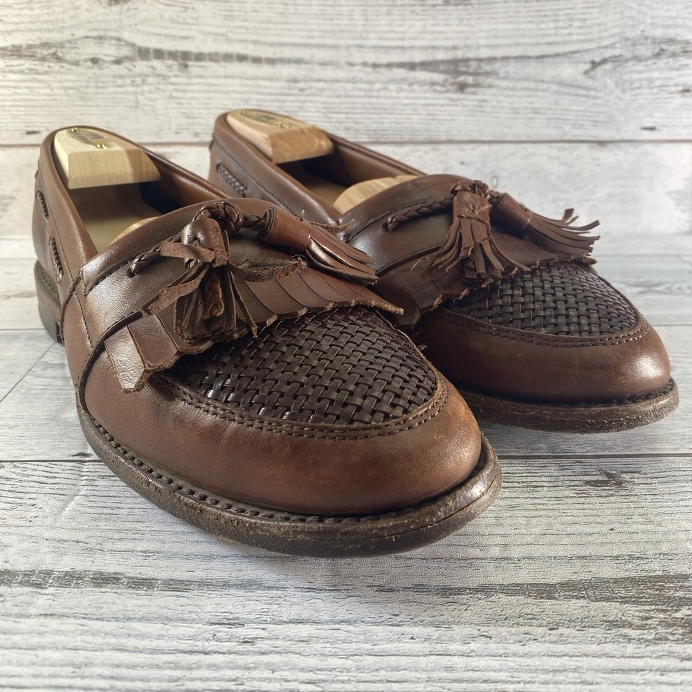Allen Edmonds Shoes Mens 8 D Brown Leather Cody Kiltie Tassel Basket Loafer Nice